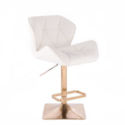 Barová židle MILANO na zlaté hranaté podstavě - bílá