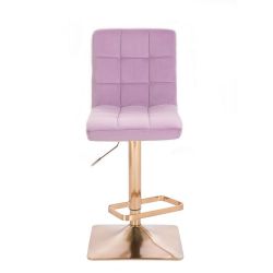 Barová židle TOLEDO VELUR na zlaté hranaté podstavě - fialový vřes