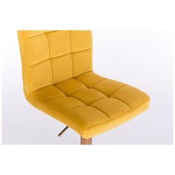 Barová židle TOLEDO VELUR na zlaté hranaté podstavě - žlutá