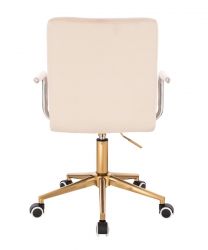 Kosmetická židle VERONA VELUR na zlaté podstavě s kolečky - krémová