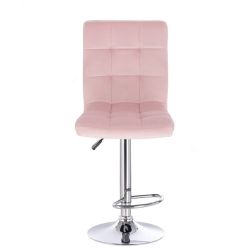 Barová židle TOLEDO VELUR na stříbrném talíři - růžová
