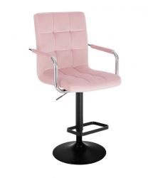 Barová židle VERONA VELUR na černém talíři - růžová
