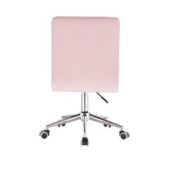 Kosmetická židle TOLEDO VELUR na stříbrné podstavě s kolečky - růžová