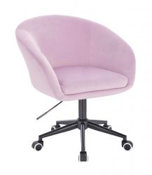 Kosmetická židle VENICE VELUR na černé podstavě s kolečky - levandule