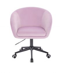 Kosmetická židle VENICE VELUR na černé podstavě s kolečky - levandule