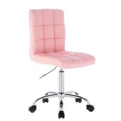 Kosmetická židle TOLEDO na stříbrné podstavě s kolečky - růžová