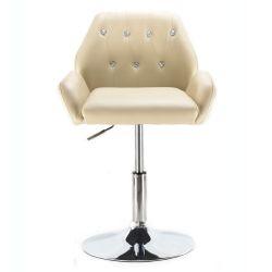 Kosmetická židle LION na stříbrné kulaté podstavě - krémová