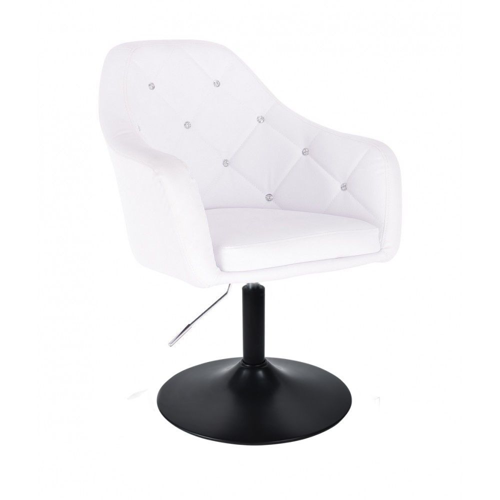 Kosmetická židle ROMA na černé kulaté podstavě - bílá