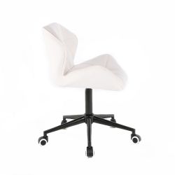 Kosmetická židle MILANO na černé podstavě s kolečky - bílá